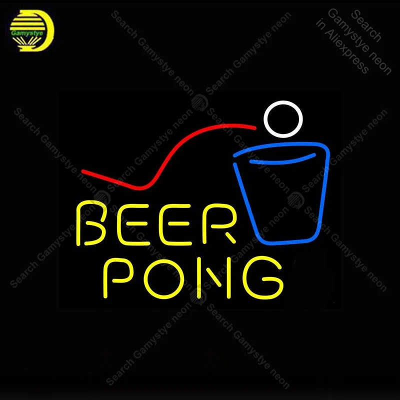 Best Neon Sign for Beer Pong Neon Bulb sign handcraft Beer bar club pub glass neon signboard Decorate Hotel restaurant wall lamp