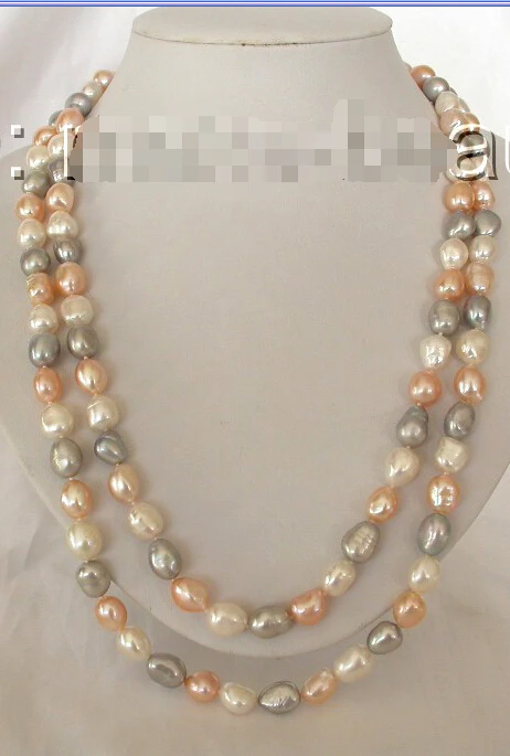 

fastclassic long 50" 11mm baroque multicolor freshwater cultured pearl necklace d585 AAA