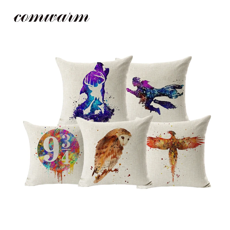 Comwarm 43*43cm Comfortable Harry Potter Pillow Cases Linen Cotton Owl