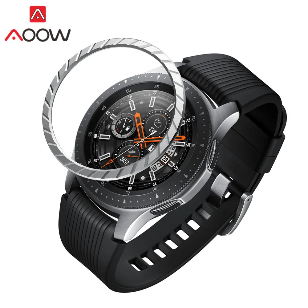 Silver 01 Ободок кольцо стиль для samsung Galaxy Watch 46 мм клейкая крышка против царапин Нержавеющая сталь защита аксессуары для шестерни S3 - Цвет ремешка: Silver 01