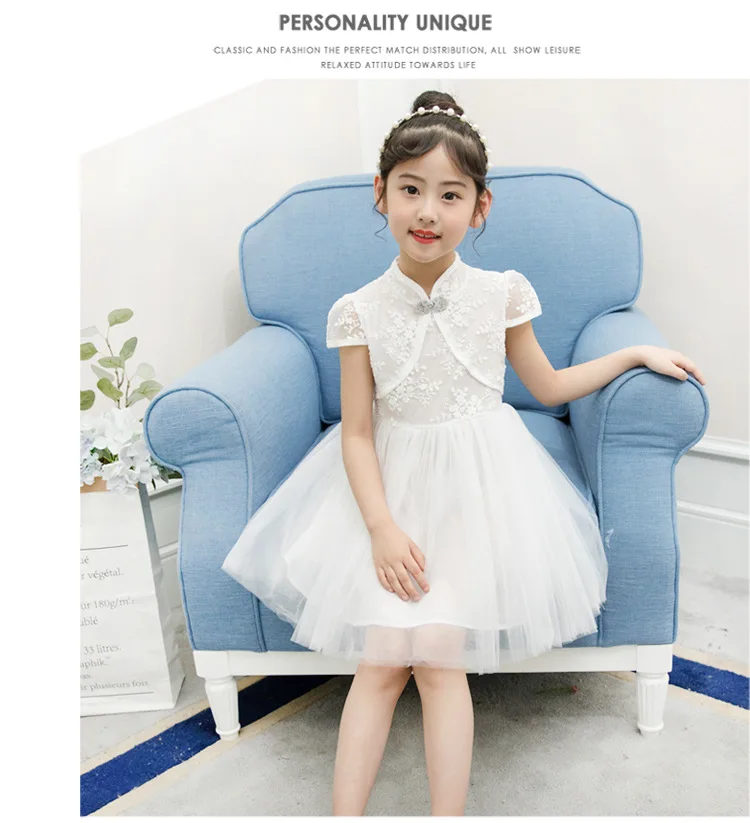 Kids Baby Girls'Dress Summer Korean children's Gauze Cheongsam Dress Princess Party Performance clothes Qipao Ball Gown Dress (9)