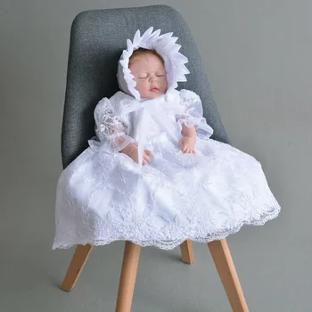 

1 Year Old Baby Girl Dress White Princess Wedding Formal Vestido Fashion Infantil Baptism Christening Baby Clothes RBF184016