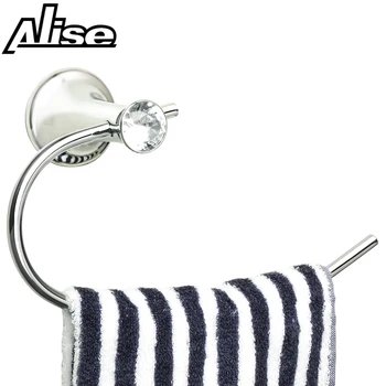 

Alise Bathroom Towel Ring/Rack Towel Holder with Crystal Decoration Head Wall Mount,Stainless Steel Polish Chrome Finish
