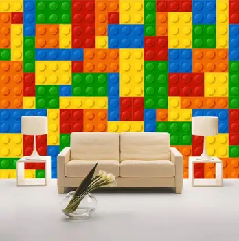 

Custom Size 3D Wall Murals Wallpaper For Living Room Lego Bricks Children's Bedroom Toy Store Canvas Mural Wallpaper Decor