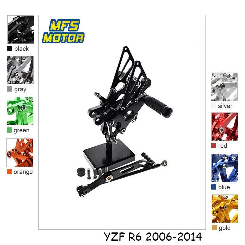 

For Yamaha YZF R6 2006 - 2014 CNC Adjustable Rearset Foot Rest Foot Pegs 2007 2008 2009 2010 2011 2012 2013 Foot Rests