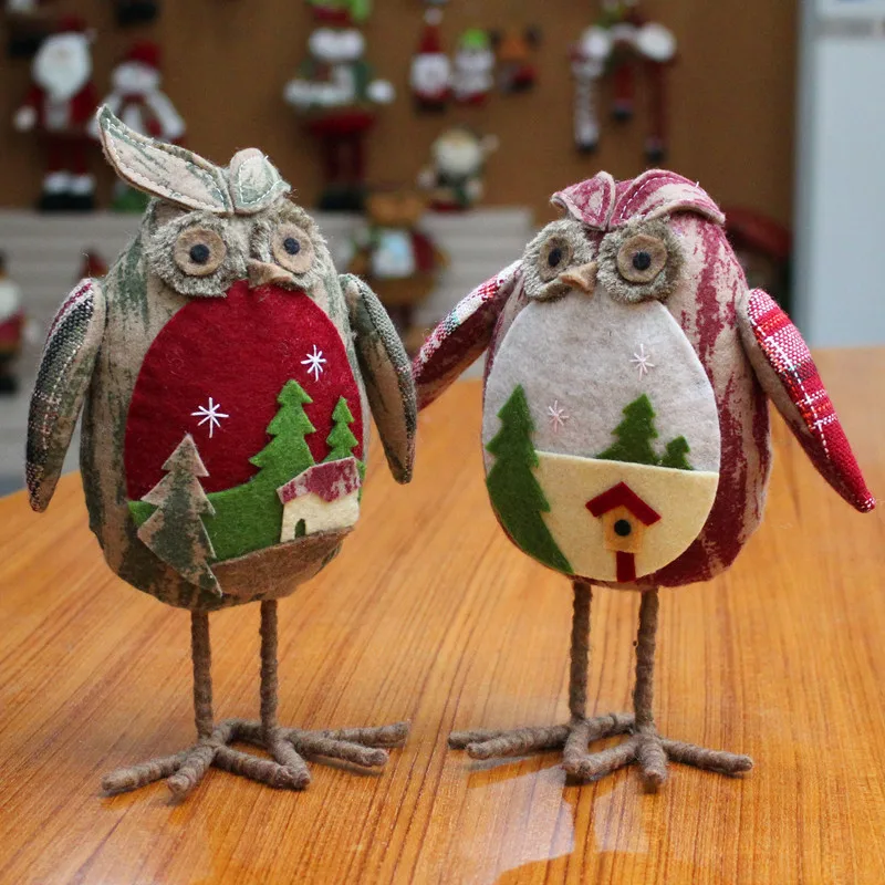 Natal Kain Flanel Pekerjaan Tangan Burung Hantu Santa Keluarga