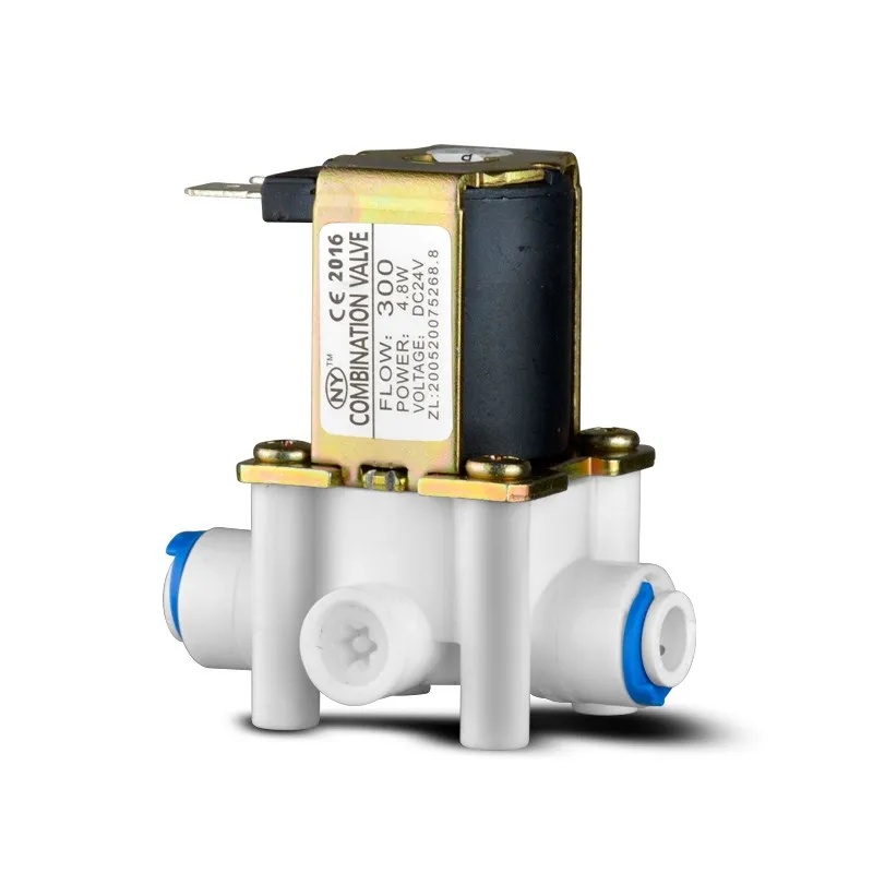 

water filter Quick Connect electronic Water Valve 24V DC 1/4" Inlet Feed With Flow 300cc restrictor for RO Reverse