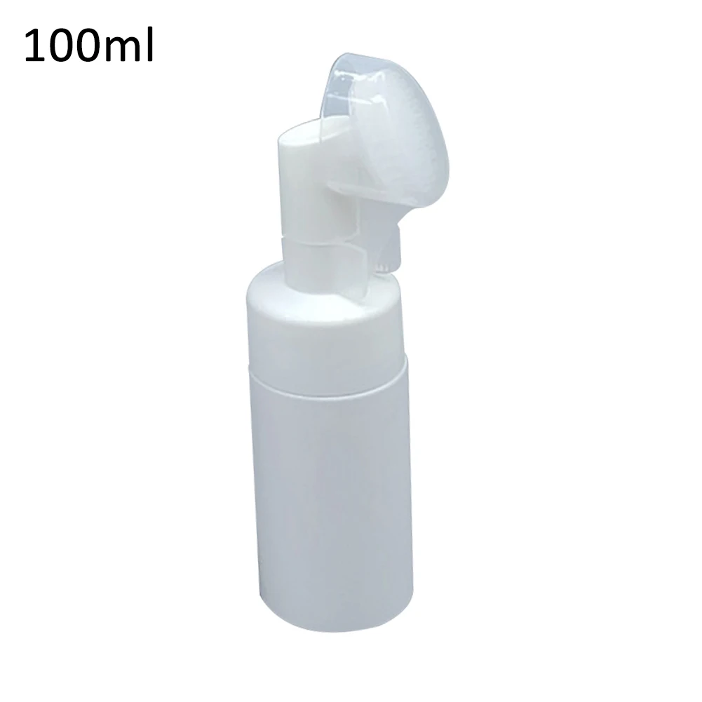 New 100/120/150/200ml 150ml Empty Froth Foaming Pump Bottle With Silicone Brush Head Plastic Face Cleaning Foam Bottles