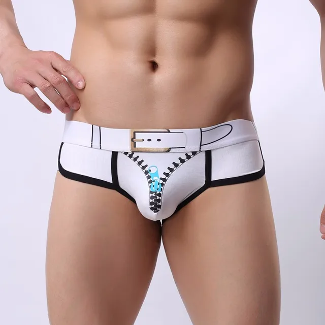 Men Briefs Underwear Men's Sexy Zip Belt Print Breathable Brief Underpants Mens Briefs Underwear