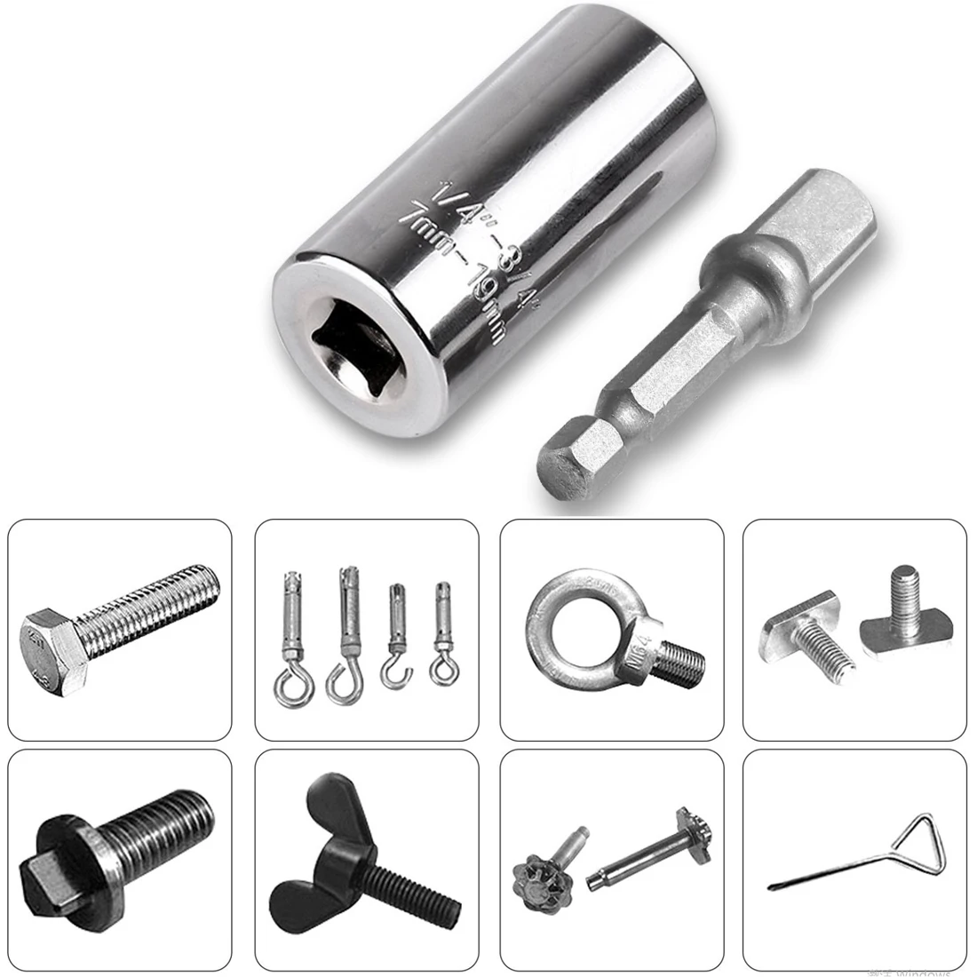 Universal Torque Wrench Head Set Socket Sleeve 7 19mm Power Drill Professional grade universal