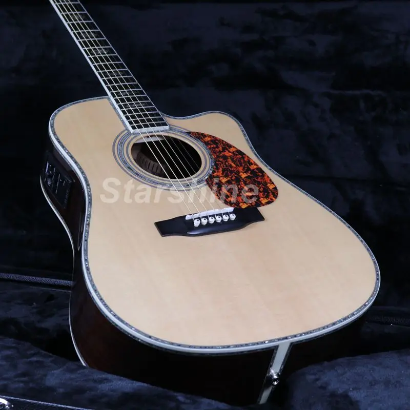 

Full Solid Accoustic Guitar Cutway D45A Ablone Inlay Ebony Fingerboard Bone Nut&Bridge&Saddle electric guitar 6 string