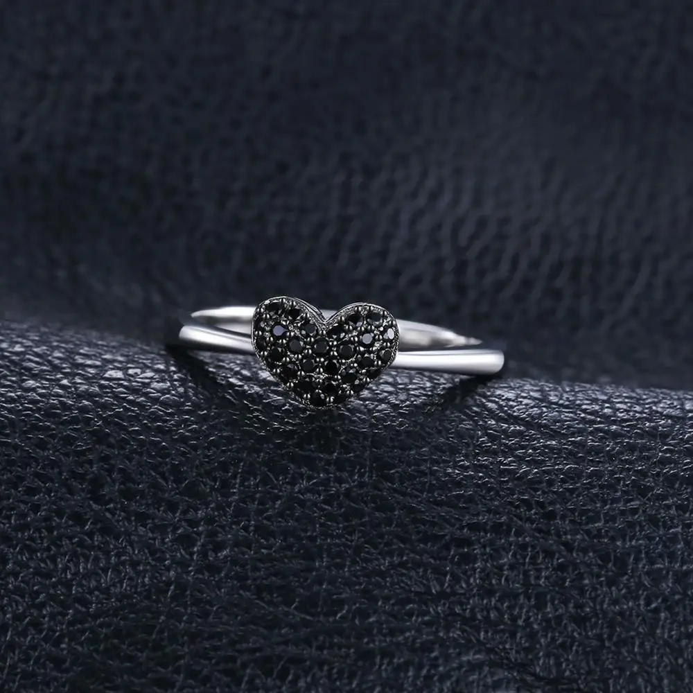 Heart Love Ring 925 Sterling Silver Ring Girl Cute Natural Black Spinel Promise Gemstones Jewelry for Women JewelryPalace moissanite engagement ring engagement ring