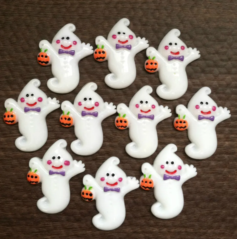 Wholesale 50pcs Halloween Baby Boo Ghost w/ Pumpkin Resin Cabochons