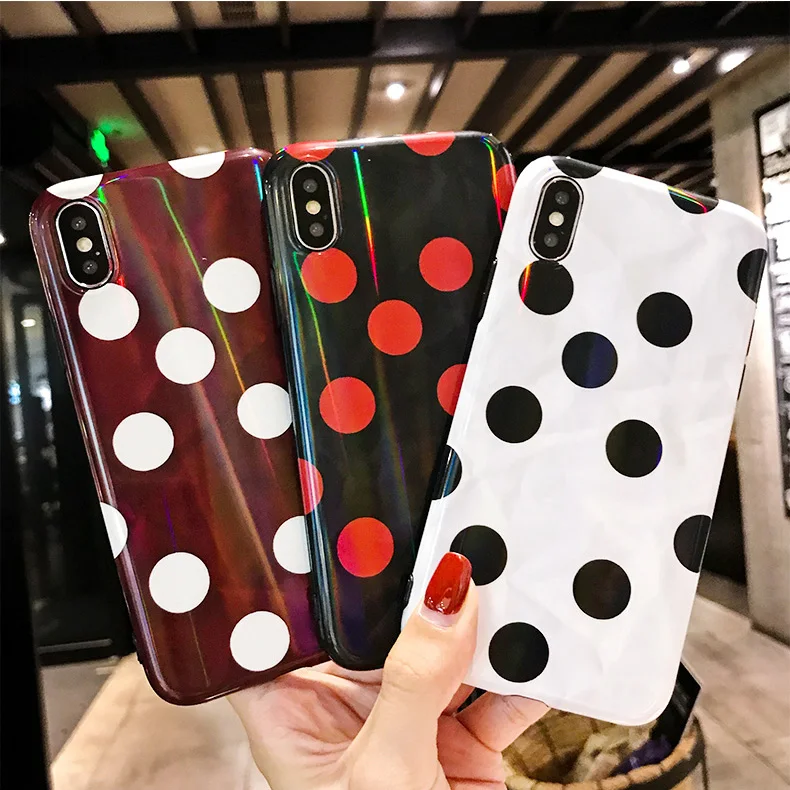Чехол для телефона с лазерным блеском в горошек iPhone 8 чехол 6s Plus XS X 6 7 2020