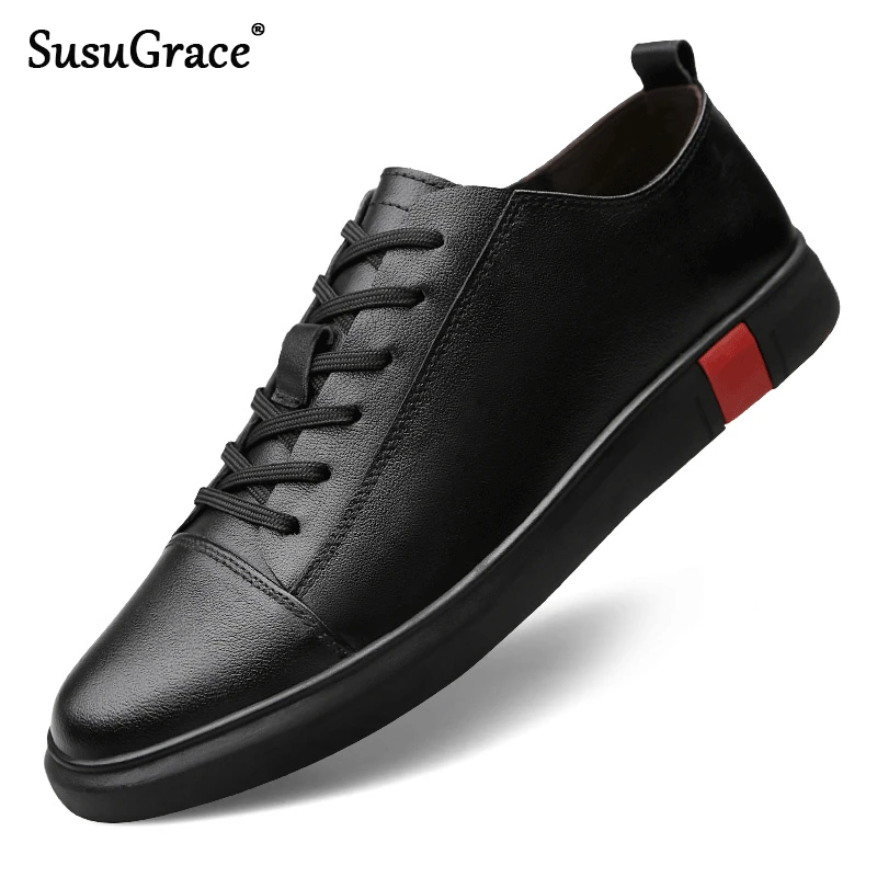 

susuGrace Luxury Brand Genuine leather shoes men Spring natural leather sneakers Quality designer footwear everyday Rubber shoes