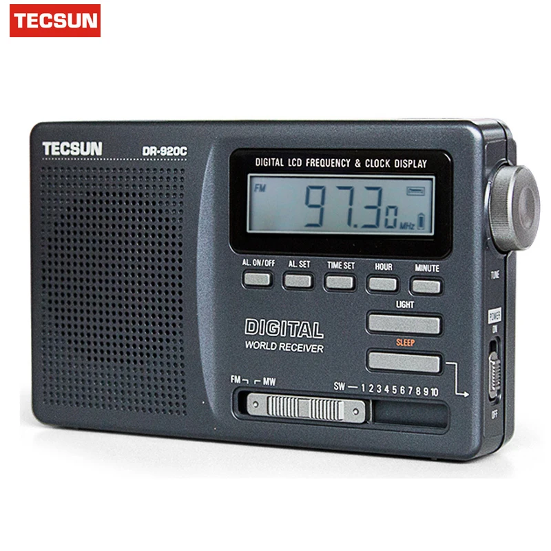 Tecsun DR-920C fm-радио МВт SW 12 Группа цифровой будильник приемник и Подсветка портативное FM-радио Регистраторы серый Y4139H