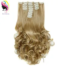 Feibin волосы для наращивания на заколках, длинные шиньоны для невесты, свадебные волнистые волосы, термостойкие синтетические волосы, 22 дюйма, 55 см