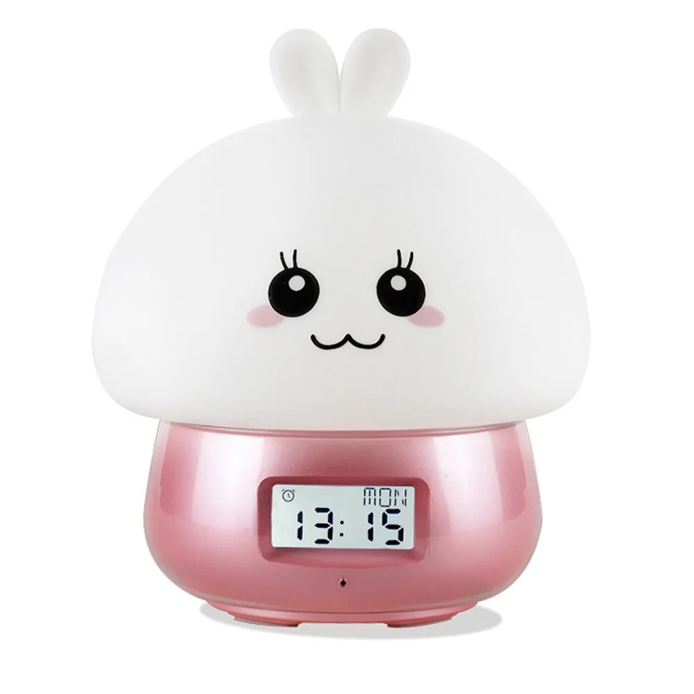 

Color Changing Led Alarm Clock With Remote Control Desk Lamp Night Light Charging Bedroom Kids Gift Silicone Rabbit