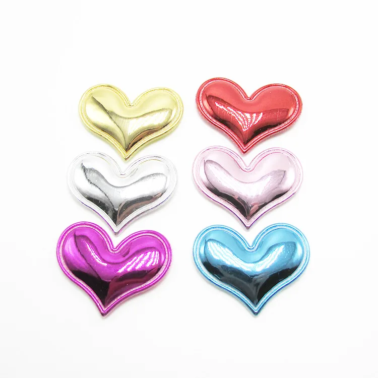 

30pcs/lot 3.8x3cm Upscale Shiny Pu Padded Heart Appliques For Clothes Sewing Supplies DIY Craft Decoration