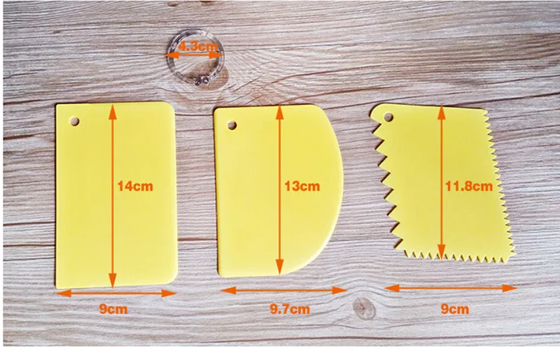 3 шт./компл. Пластик торт скребок набор многофункциональных лезвия Fondant(сахарная) для украшения тортов заварной крем масло шпатель