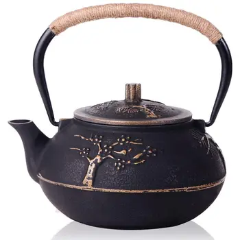 

Japanese Cast Iron Teapot Kettle with Stainless Steel Infuser Strainer Plum Blossom 30 Ounce ( 900 ml )