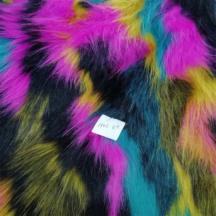 Радужный жаккардовый плюш для одежды сумки многоцветный искусственный мех(45-60 мм длина ворса