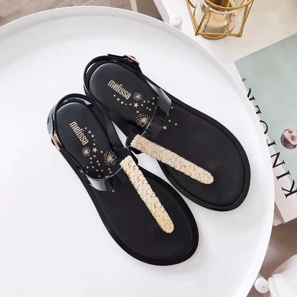

Melissa Shoes Women Sandals Summer Beach Sandals Flip Flops Bohemian Women Shoes Fashion Beaded Flat Sandals