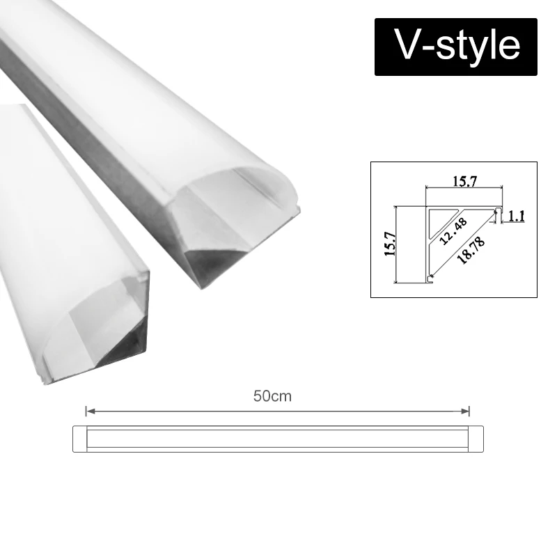 CLAITE Three Style U V YW 30cm 45cm 50cm Aluminium Channel Holder for LED Strip Light Bar Under Cabinet Lamp Kitchen 1.8cm Wide - Испускаемый цвет: V Style