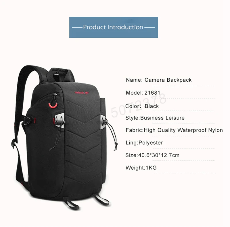 Large Capacity DSLR Camera Bag Outdoor Travel Nylon Waterproof Photography Backpack For Tripod Flash Light Camera w/ Rain Cover