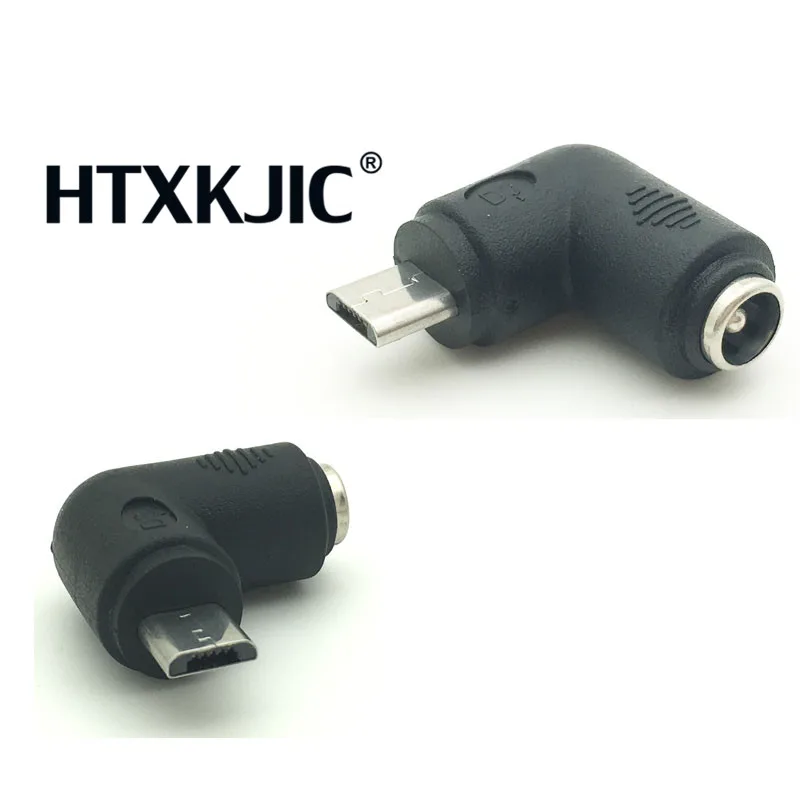 

1pcs 5.5 x 2.1 mm Female to Micro USB Male 5 Pin DC Power Plug 90 Degrees Connector Adapter for V8 Android
