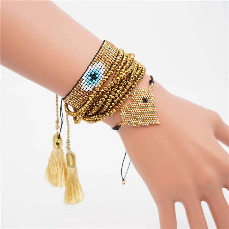 Go2boho Perles MIYUKI браслет Instagram сердце браслет Pulseras Mujer женские ювелирные изделия золото кристалл кисточкой