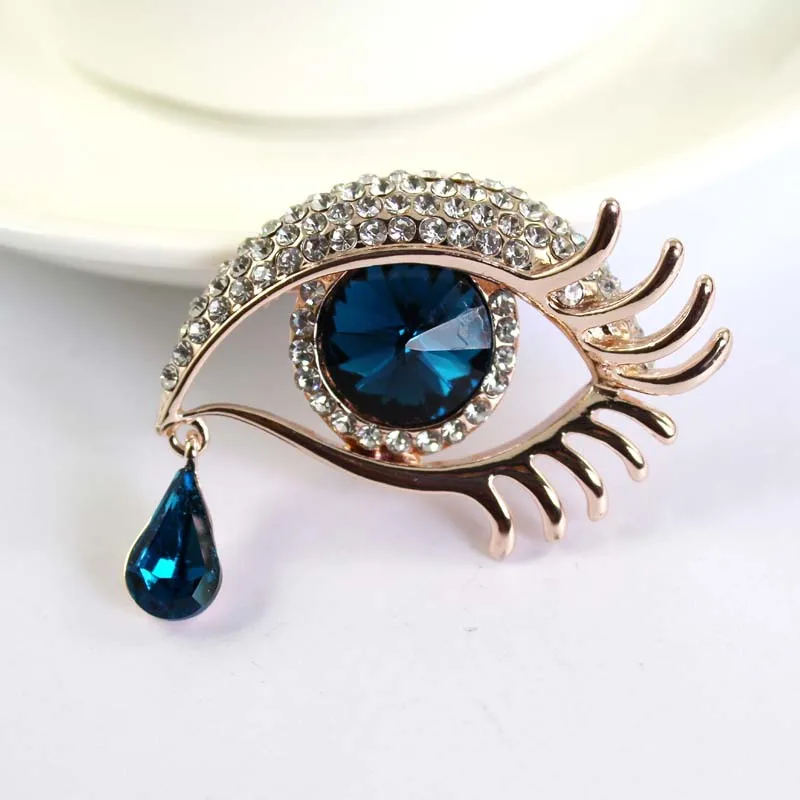

New Models Loved Clothes Sweater Accessories Simple Crystal Brooches Golden Plated Exaggeration Eye Brooch pins