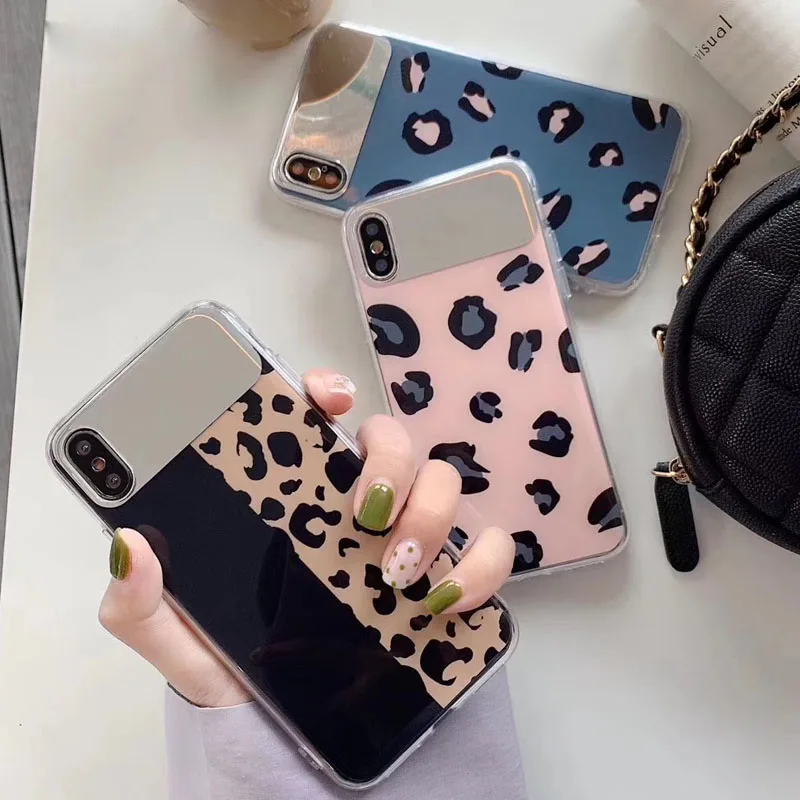 

Retro Leopard Mirror Case for iPhone XR XS Max X 8 Plus IMD Silicon Phone Case For iPhone 7 6 6S Plus Soft TPU Back Cover