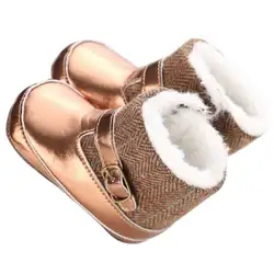 Новые детские ботинки из PU искусственной кожи зимние Утепленные зимние ботинки с плюшевым утеплителем теплые кожаные короткие детские