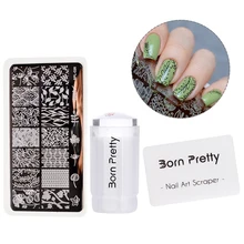 NASCIDO BONITA 3 Pcs Carimbar A Placa Set 2.8 centímetros Limpar Jelly Silicone Flor Prego Placa Selo Stamper com Raspador Selo kit polonês(China)