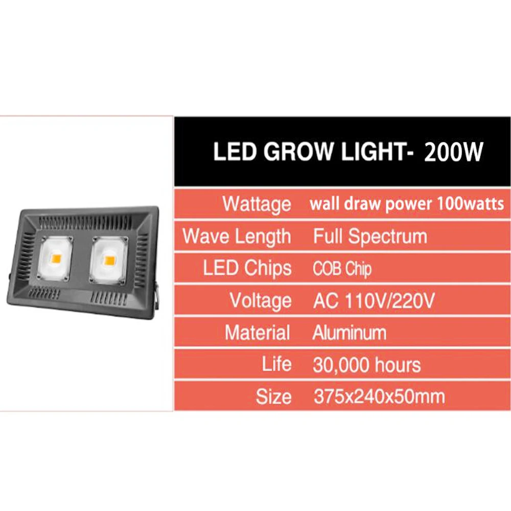 Yabstrip светодиодный светать COB полный спектр IP67 Водонепроницаемый 30 W 50 w роста светодиодный для внутреннего цветок растет палатка для
