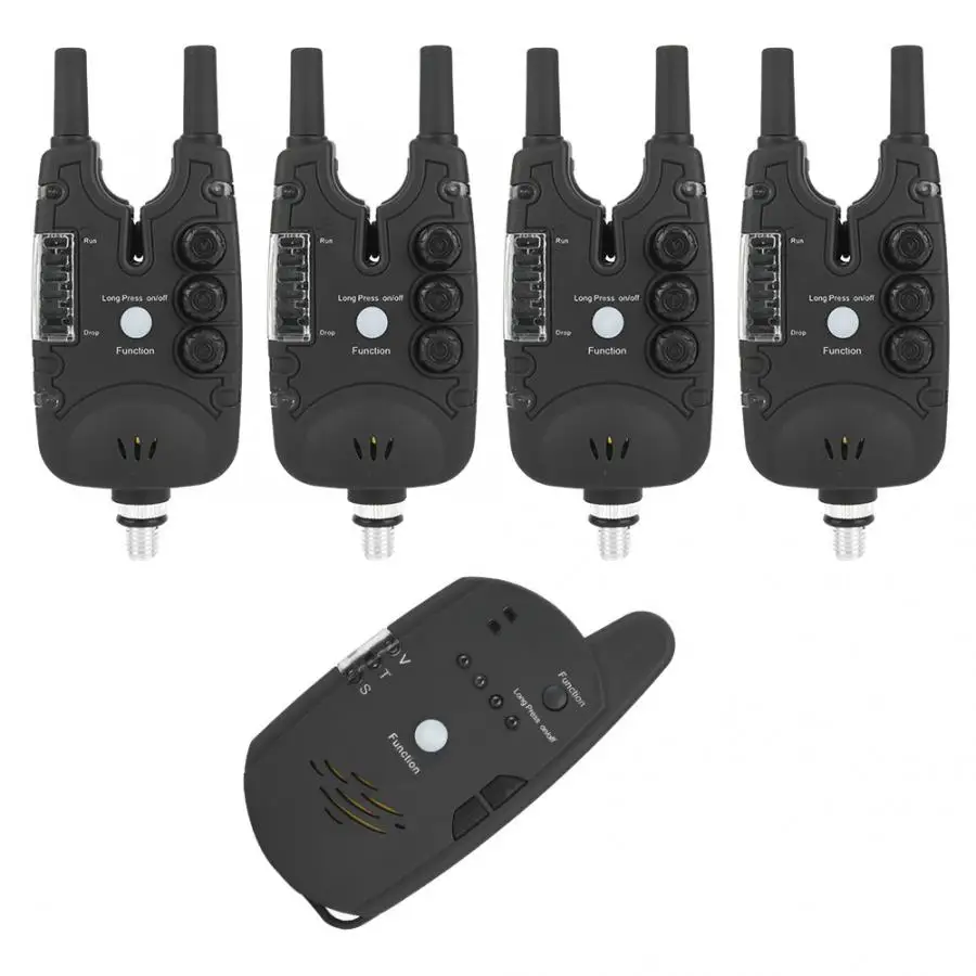 

4+1 Fishing Bite Alarm Set ABS LED Fishing Electronic Fish Bite Alarm Finder Sound Alert Indicator LED Lamp Fishing Accessory