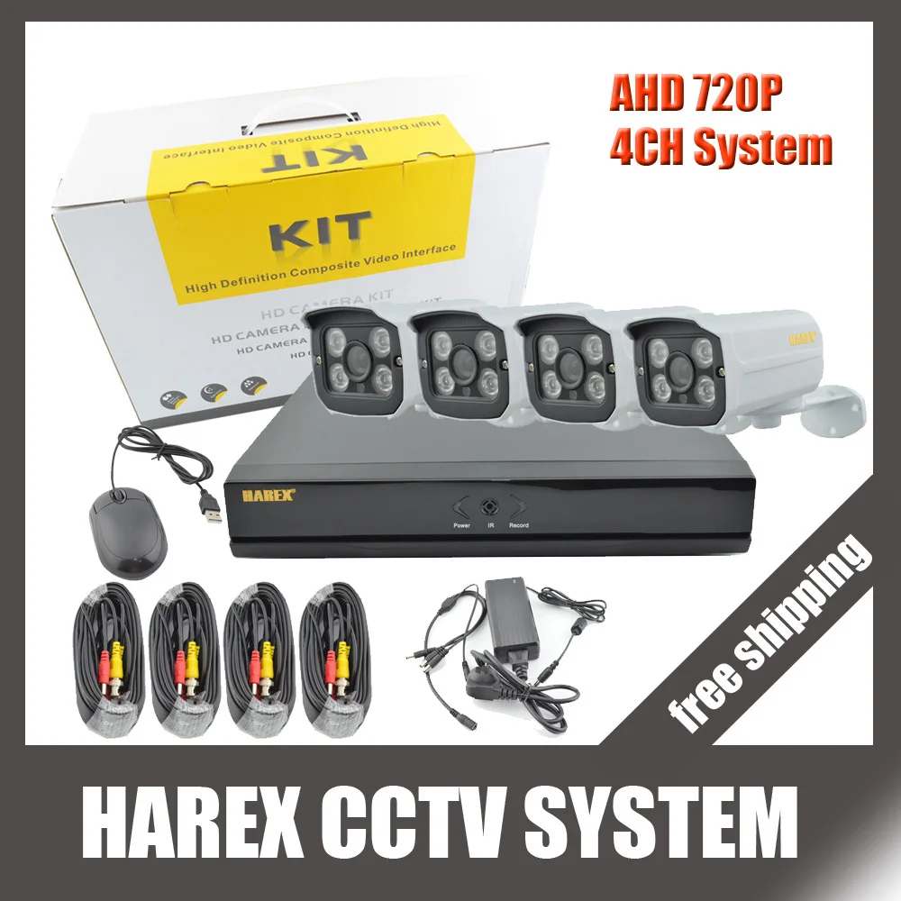 Genuine 720P AHD DVR kit 4CH HDMI AHD CCTV DVR 4PCS 1.0 MP IR Outdoor