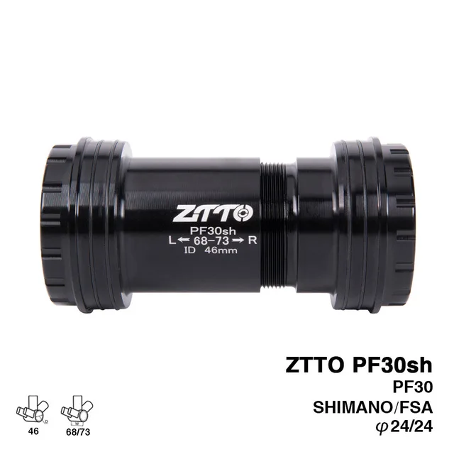 ZTTO PF30sh PF30 MTB дорожный велосипед Нижний кронштейн 24 адаптера велосипедный пресс подходит ось для Prowheel 24 мм шатун цепи - Цвет: PF30sh-B Black