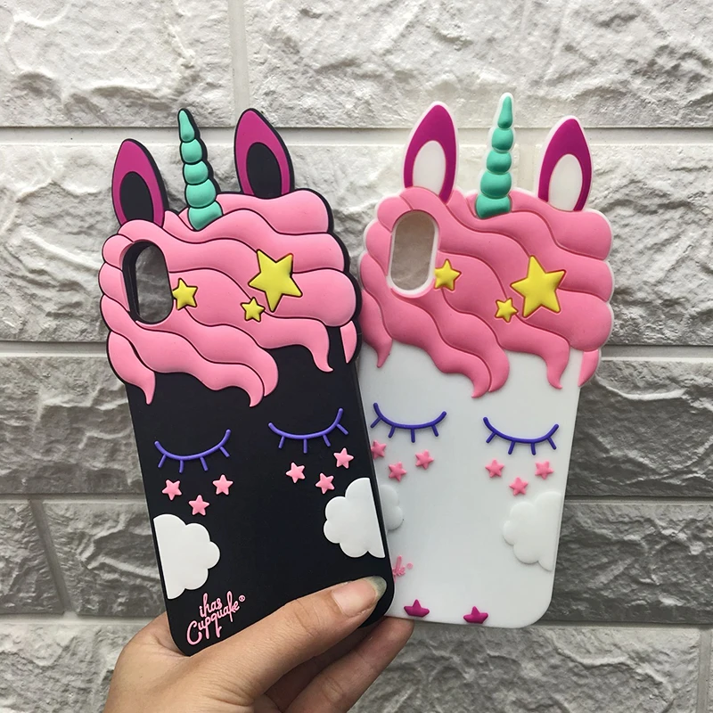 

For iPhone X Unicorn phone Cases For iphone 8 8plus 7 7plus 6 6S 6plus 5 5S SE Cute Cartoon horse Soft back case cover girl case