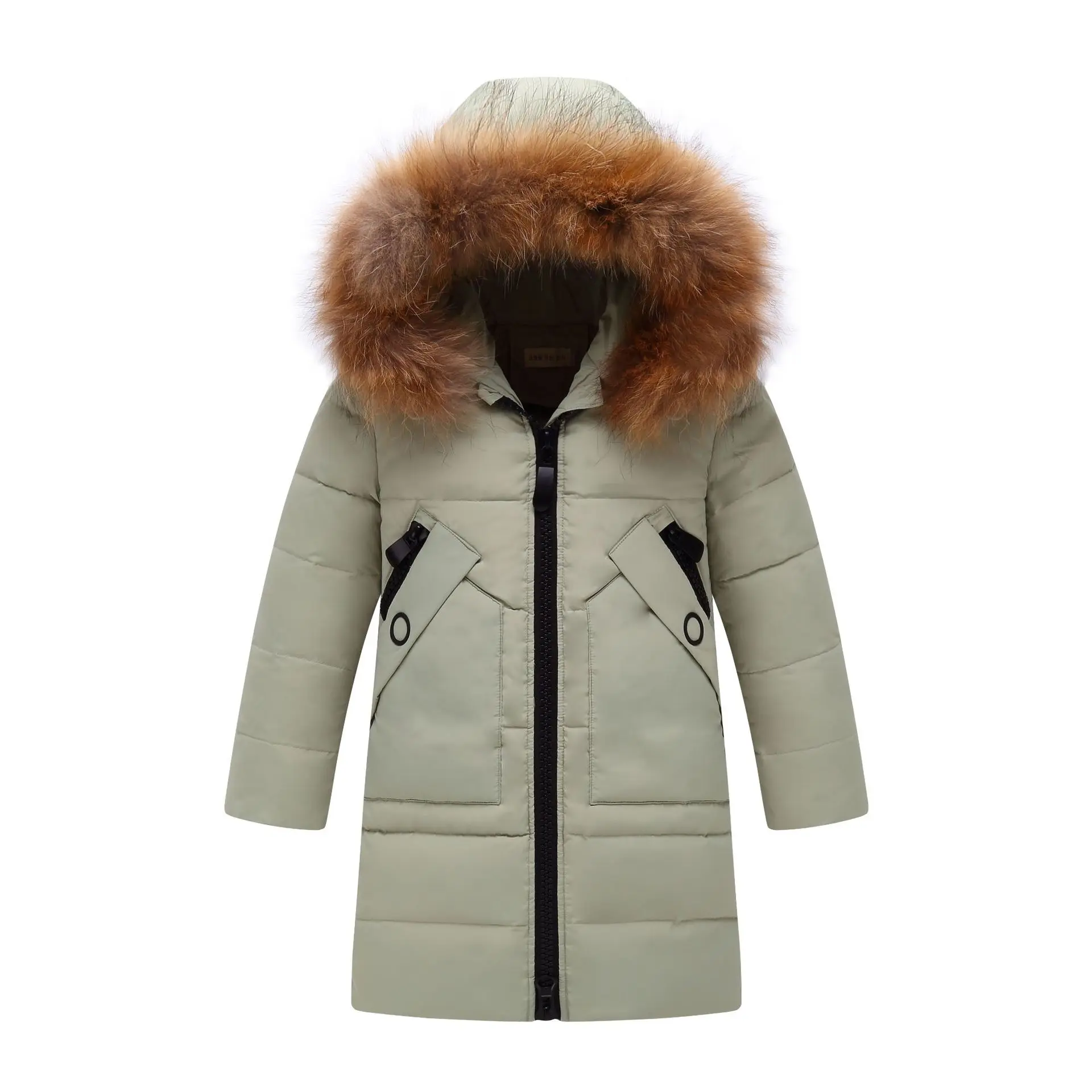 Зимние детские куртки пальто для девочек Детская парка на меху для подростков плотная пуховая куртка зимняя верхняя одежда для малышей до-30 градусов - Цвет: light
