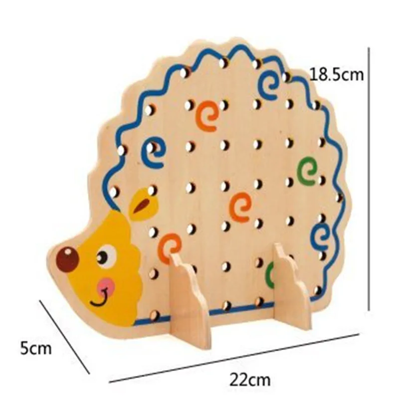 Wooden Fruits and Vegetables Lacing Stringing Beads Toys with Hedgehog Board for Toddlers Kids Children (15)