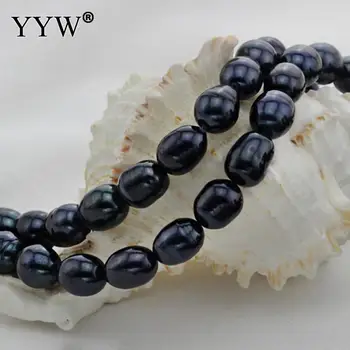 

YYW Rice Cultured Freshwater Pearl Beads creative jewelry, black Bead 10-11mm, Hole:Approx 0.8mm, Sold Per Approx 15 Inch Strand