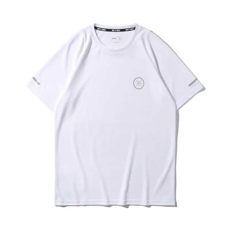 Li-Ning мужские спортивные футболки с коротким рукавом из полиэстера с дышащей подкладкой AHSP447 CJAS19 - Цвет: AHSP447-2H