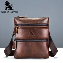 Retro Casual Bag Genuine Leather Men Zipper Opening Crossbody Shoulder Bags Business Bags Male Casual Top