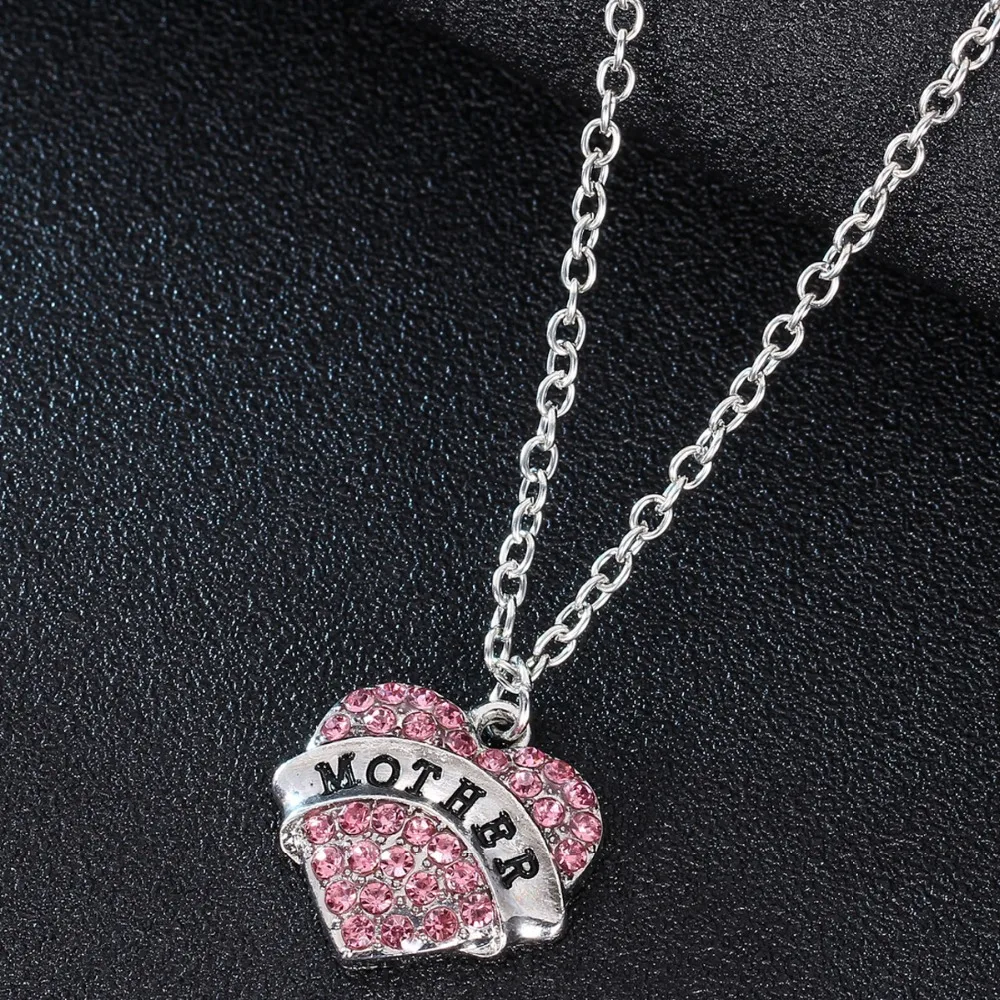 Женская семейная бижутерия украшенная стразами|mother gift|heart crystalnecklace necklace |