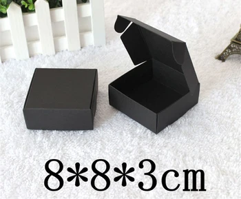 

8*8*3cm Retail Black Gift Package Boxes, Craft Gift Handmade Soap Packaging box, Kraft Paper Boxes 300pcs/lot Free Shipping