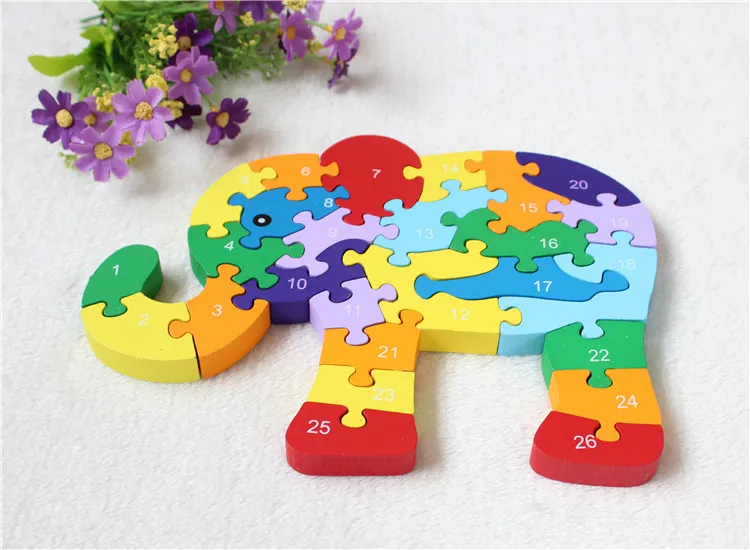 Hot Sale Wooden Animal Elephant Block Colorful Jigsaw Number and Alphabet Double-Sided Kids Learning and Educational Toys alphabet-blocks : image Hot Sale Wooden Animal Elephant Block Colorful Jigsaw Number and Alphabet Double-Sided Kids Learning and Educational Toys alphabet-blocks