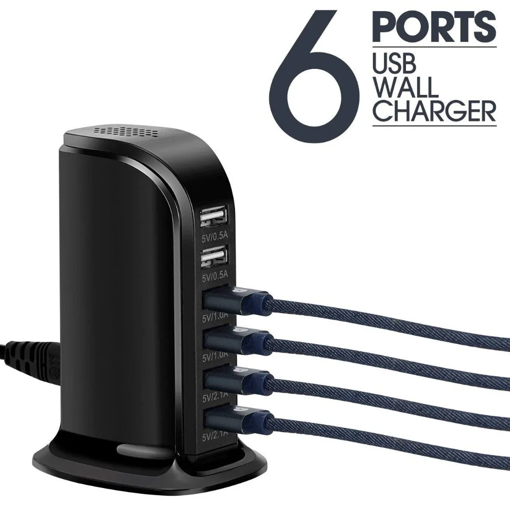 Goedkoop Aojun 6 Poorten USB Lader Universele Mobiele Telefoon USB Travel Wall Charger voor iPhone Samsung Xiaomi Alle Smartphone
