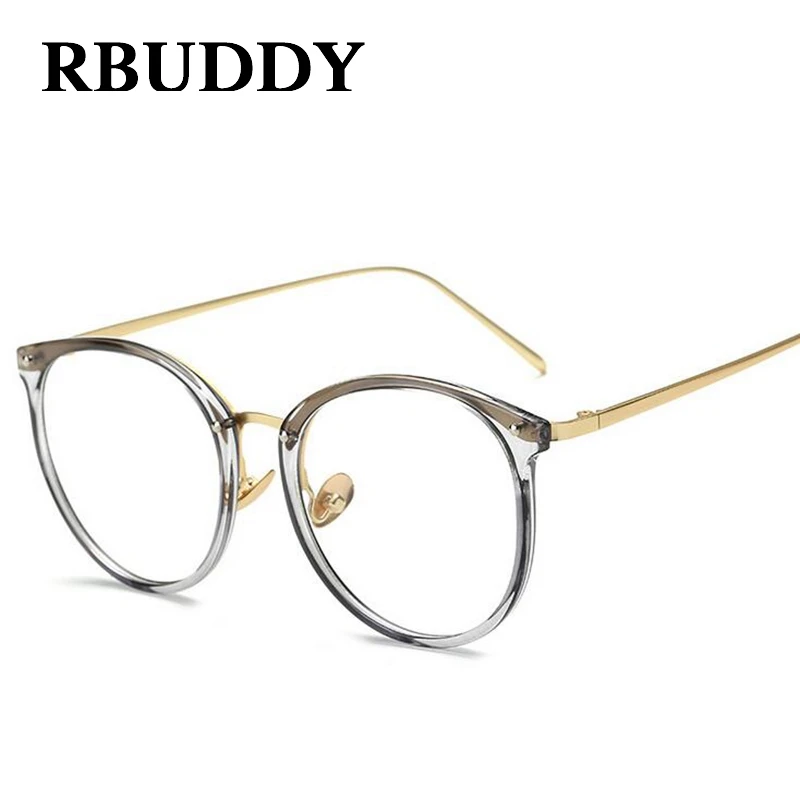 

RBUDDY Computer glasses Clear Lens Metal Frame Round Fake glasses women Men Gold Tranparent Frame Retro Optical Eyeglasses 2017